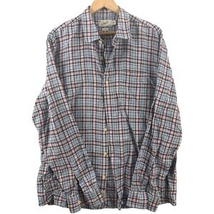 Grayers Clothiers Mens XL Blue Pink Plaid 100% Linen Long Sleeve‎ Button Shirt